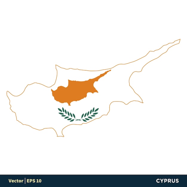 Cyprus Europa Landen Kaart en Vlag Vector Pictogram Sjabloon Illustratie Ontwerp Vector EPS 10