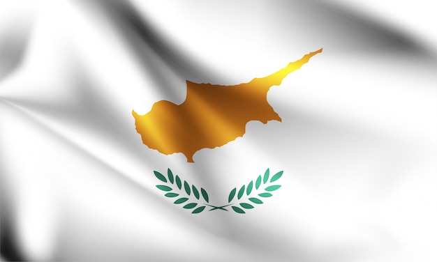 Кипр флаг развевается на ветру.