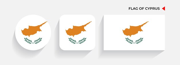 Вектор Кипрские флаги расположены в круглых квадратных и прямоугольных формах
