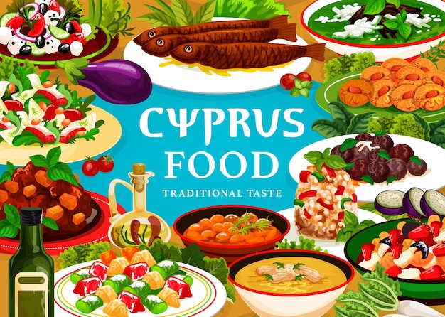 Vector cyprus food vector meals cyprian cuisine poster