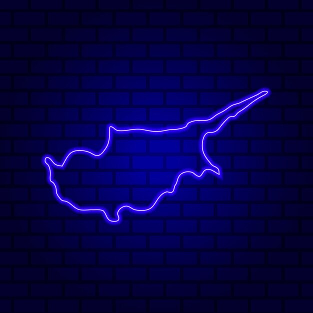 Cyprus glowing neon sign on brick wall background