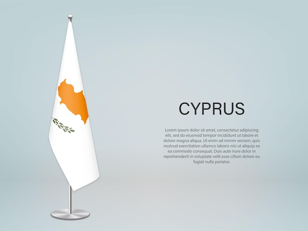 Cyprus hanging flag on stand Template forconference banner