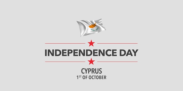 Vector cyprus independence day greeting card, banner, vector illustration. holiday 1st of october design element with waving flag as a symbol of independence