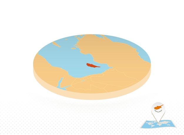 Cyprus-kaart ontworpen in isometrische stijl oranje cirkelkaart van Cyprus voor webinfographic en meer