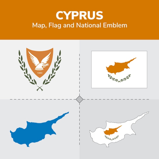 Cyprus Map, Flag and National Emblem 