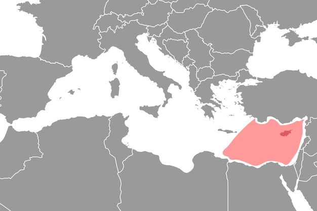 世界地図上のキプロス海 ベクトル図