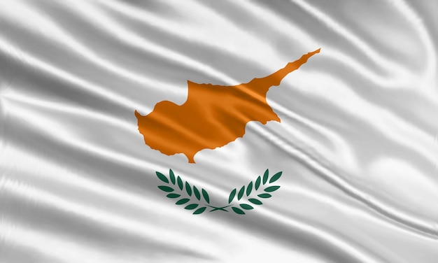 Cyprus vlag ontwerp. wapperende vlag van cyprus gemaakt van satijn of zijden stof. vectorillustratie.