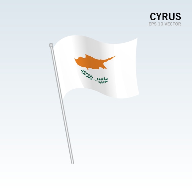 Cyrus waving flag isolated on gray background