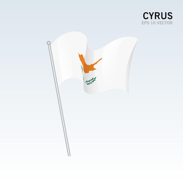 Cyrus waving flag isolated on gray