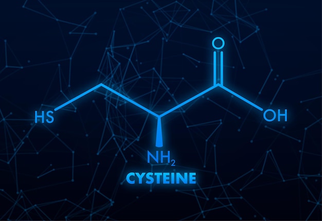 Cysteine molecular skeletal chemical formula 3d icon with cysteine