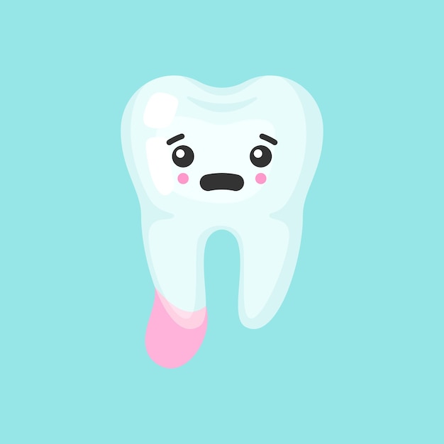 Vector cystic tooth with emotional face cute colorful vector icon illustration