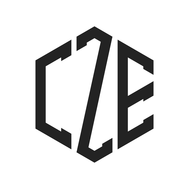 CZE ロゴデザイン イニシャルレター CZE モノグラム ロゴは六角形を使用しています