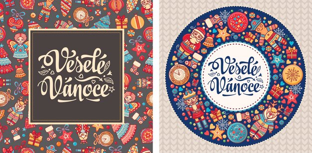 Czech christmas vesele vanoce. vesel vnoce bohemia christmas lettering. czech text