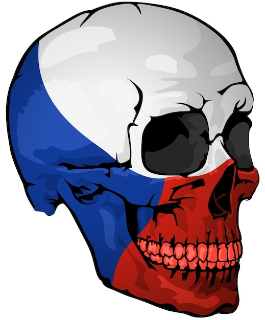 ベクトル 頭蓋骨に描かれたチェコの旗