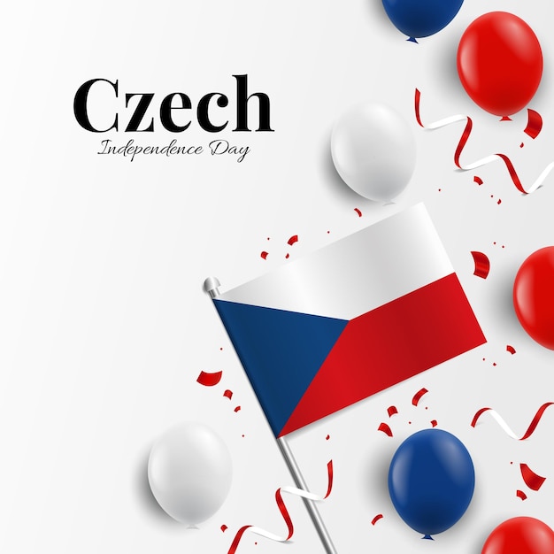 Czech Independence Day Background with balloons flags