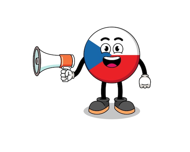 Illustrazione del fumetto della repubblica ceca che tiene megafono
