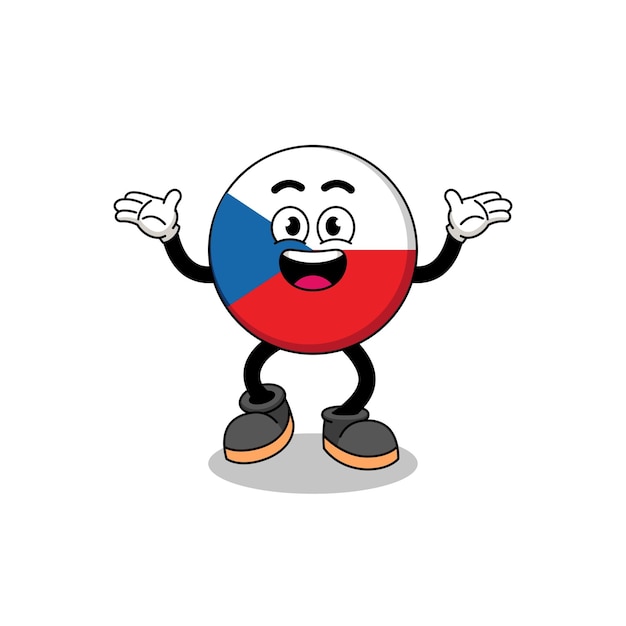 Czech republic cartoon searching with happy gesture