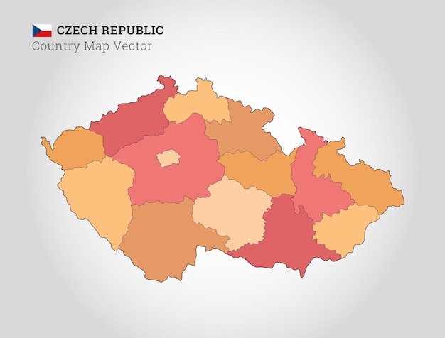 Illustrazione vettoriale di mappa colorata repubblica ceca