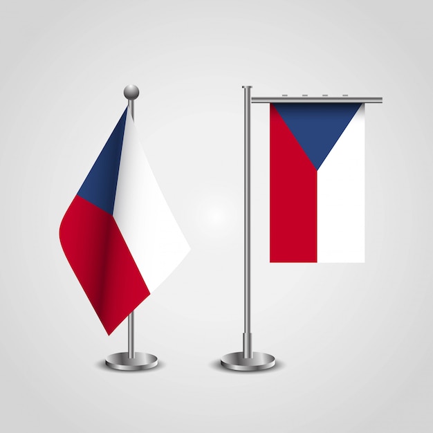 Vector czech republic country flag on pole