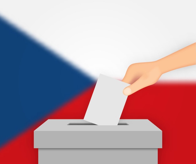 Вектор Фон баннера выборов в чешской республике урна для голосования с размытием шаблон для вашего дизайна