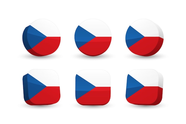 Czech Republic flag 3d vector illustration button flag of Czechia isolated on white