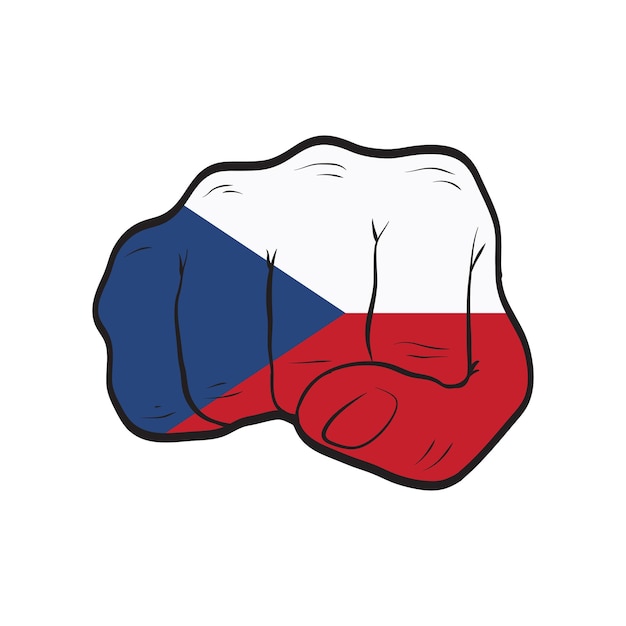 くいしばられた握りこぶしの強さの力の抗議の概念のチェコ共和国の旗