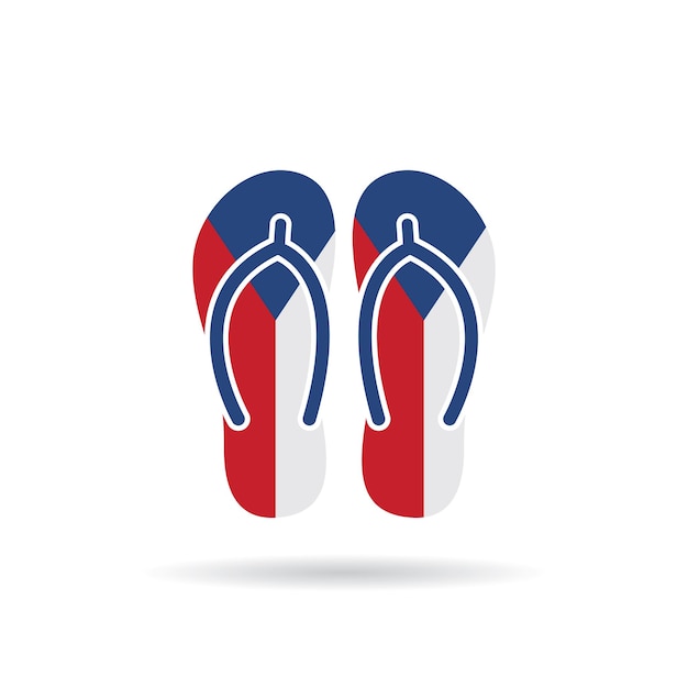 Czech Republic flag flip flop sandals icon on a white background