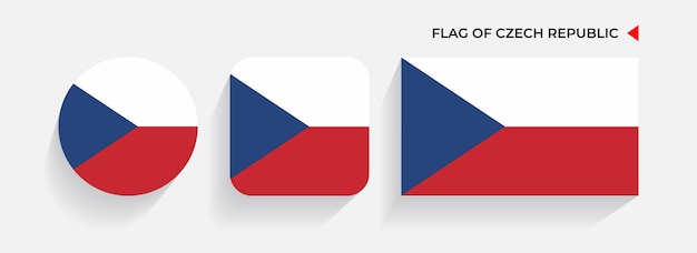 Repubblica ceca bandiere disposte in forma di quadrato rotondo e rettangolare