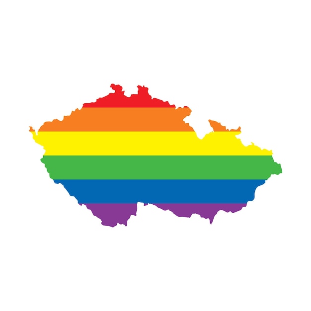 Mappa della bandiera dell'orgoglio gay lgbtq della repubblica ceca