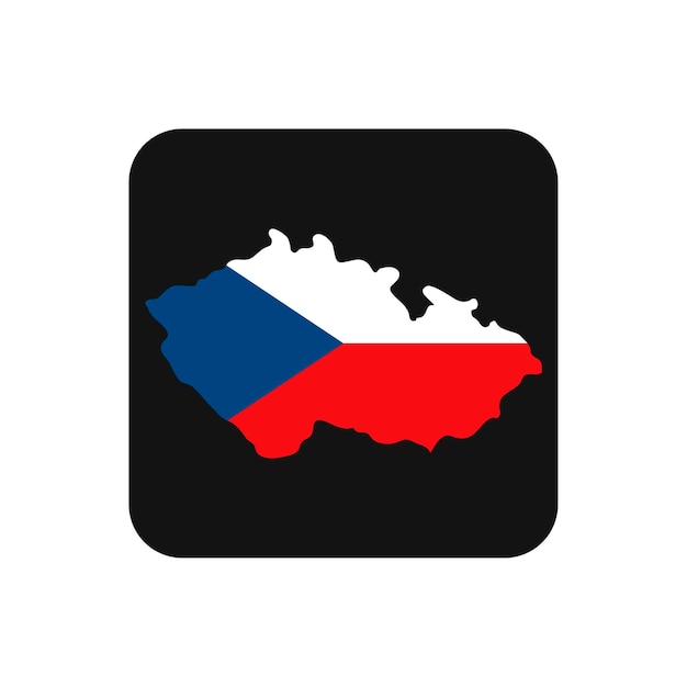 Czech Republic map silhouette with flag on black background