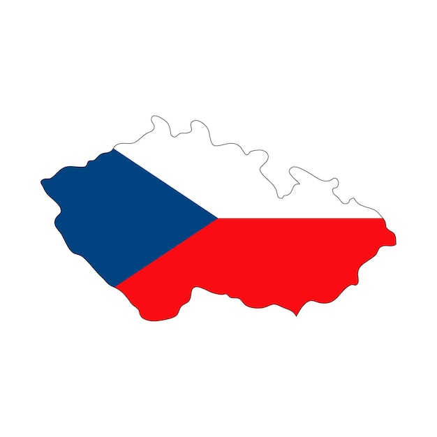 ベクトル 白い背景の上の旗とチェコ共和国の地図のシルエット