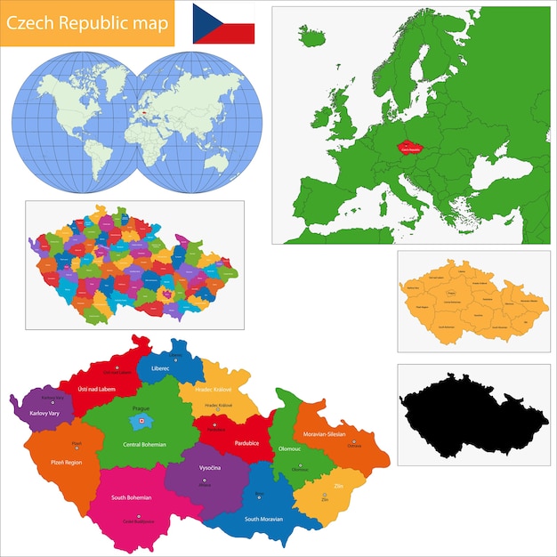 ベクトル チェコ共和国の地図