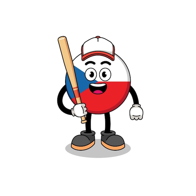 Czech republic mascot cartoon as a baseball player