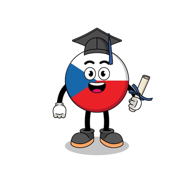 Czech republic mascot with graduation pose