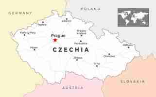 Vector czech republic political map with capital prague most important cities and national borders