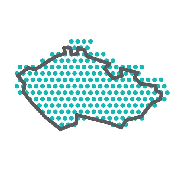 Czech republic simple outline map with green halftone dot pattern