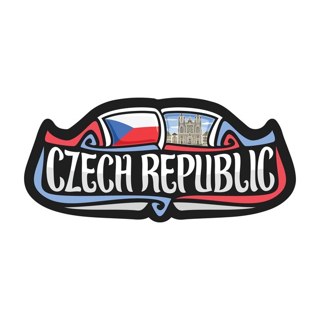 Czech Republic Sticker Flag Logo Badge Travel Souvenir Illustration