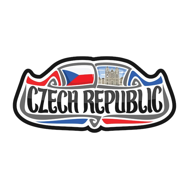 Czech Republic Sticker Flag Logo Badge Travel Souvenir Illustration