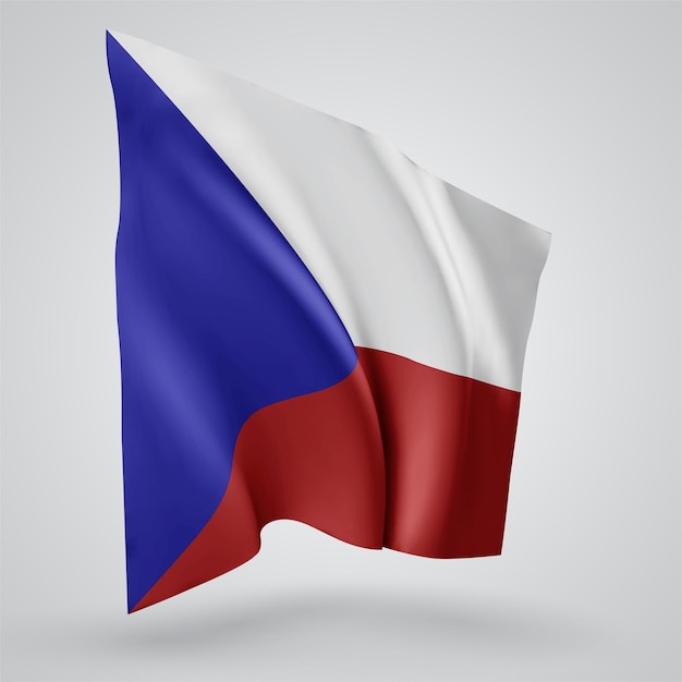 Вектор Чешская республика, векторный флаг с волнами и изгибами, развевающимися на ветру на белом фоне.