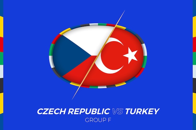 Икона футбольного матча Чехия - Турция для Европейского футбольного турнира 2024 против иконы