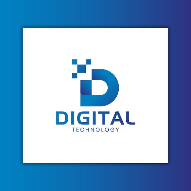 D abstracte digitale technologie logo ontwerp.