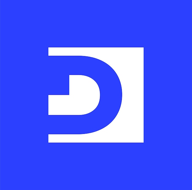 D bedrijfsmerknaam beginletters monogram in blauwe kleur