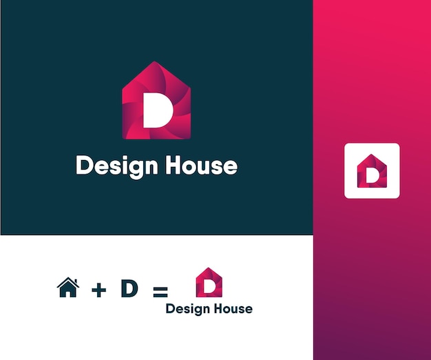 D brief huis Logo ontwerp