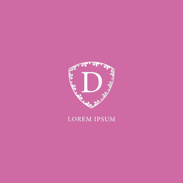 D Brief Intial logo ontwerpsjabloon Luxe zilveren decoratieve bloemenschild illustratie geïsoleerd op roze kleur achtergrond Geschikt voor verzekeringsmode en schoonheidsproducten
