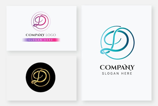 D calligrafia lettera logo design con cerchio