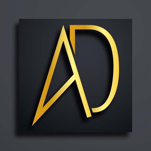 Vector a and d creative logo in gold gradient