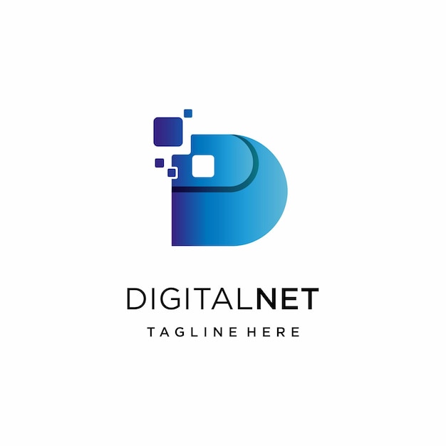 D digitale letter logo icoon vector geïsoleerd met gradiënt en modern concept