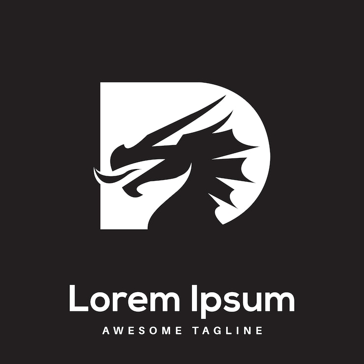 Vector d dragon latter logo design