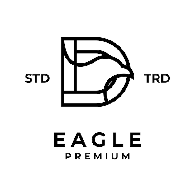 D eagle letter logo icon design illustration