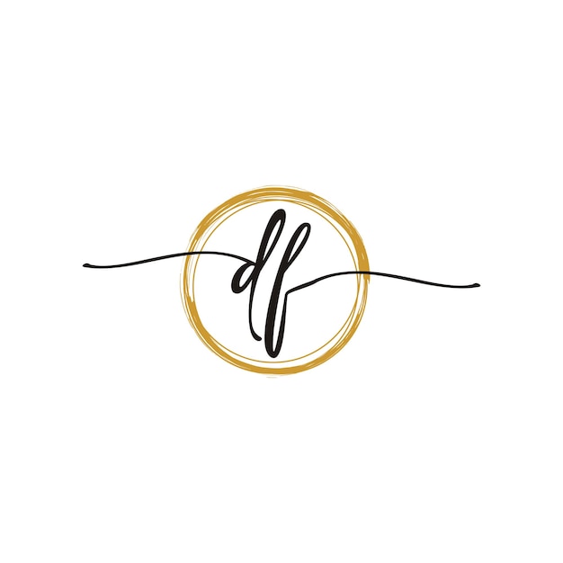 D F Initial Script Letter Beauty Logo Template